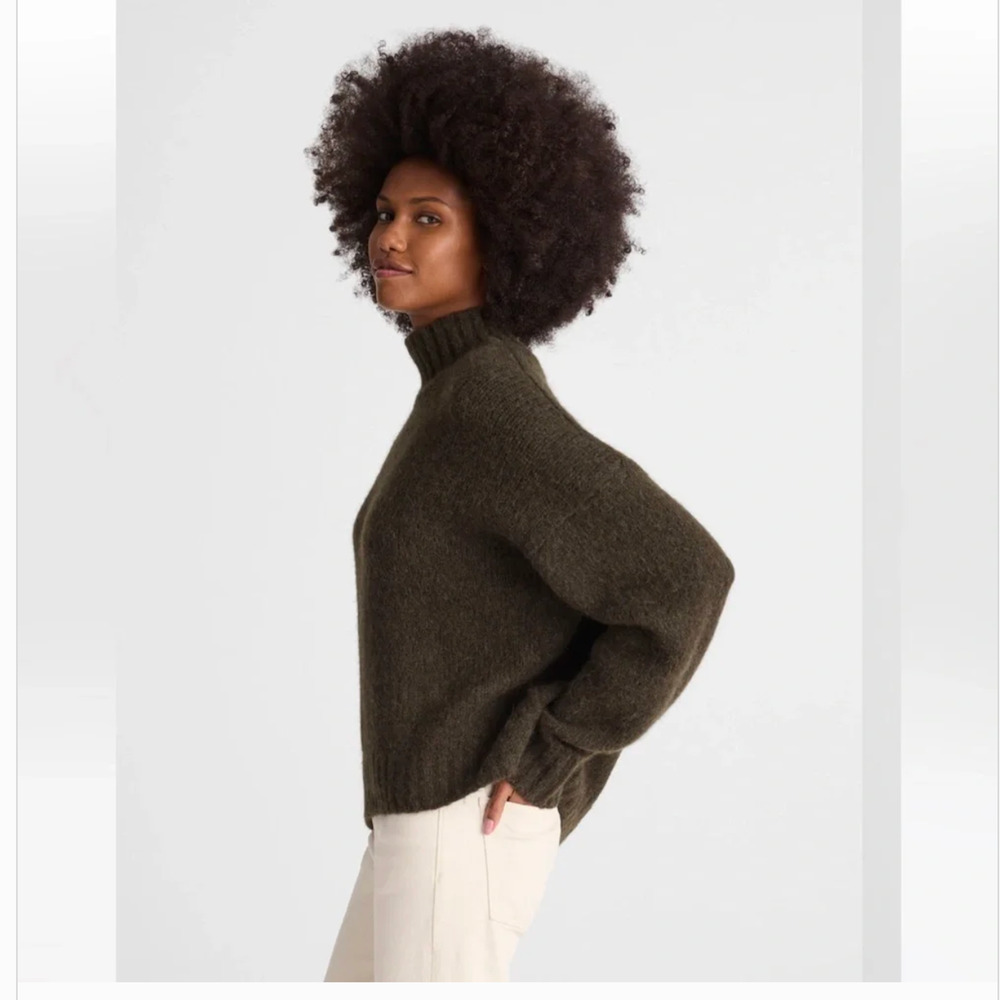 Madewell Chunky Knit Alpaca Blend Turtleneck M Olive Green NWT Sweater NT592 - Picture 2 of 7